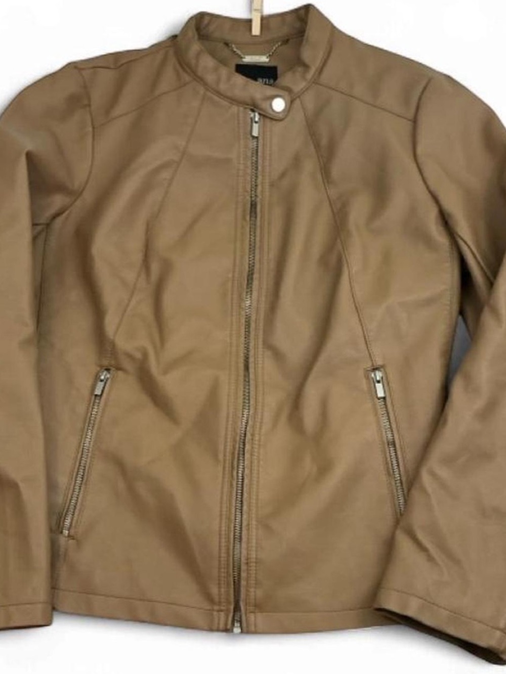a.n.a Tan Faux Leather Zip-Front Jacket